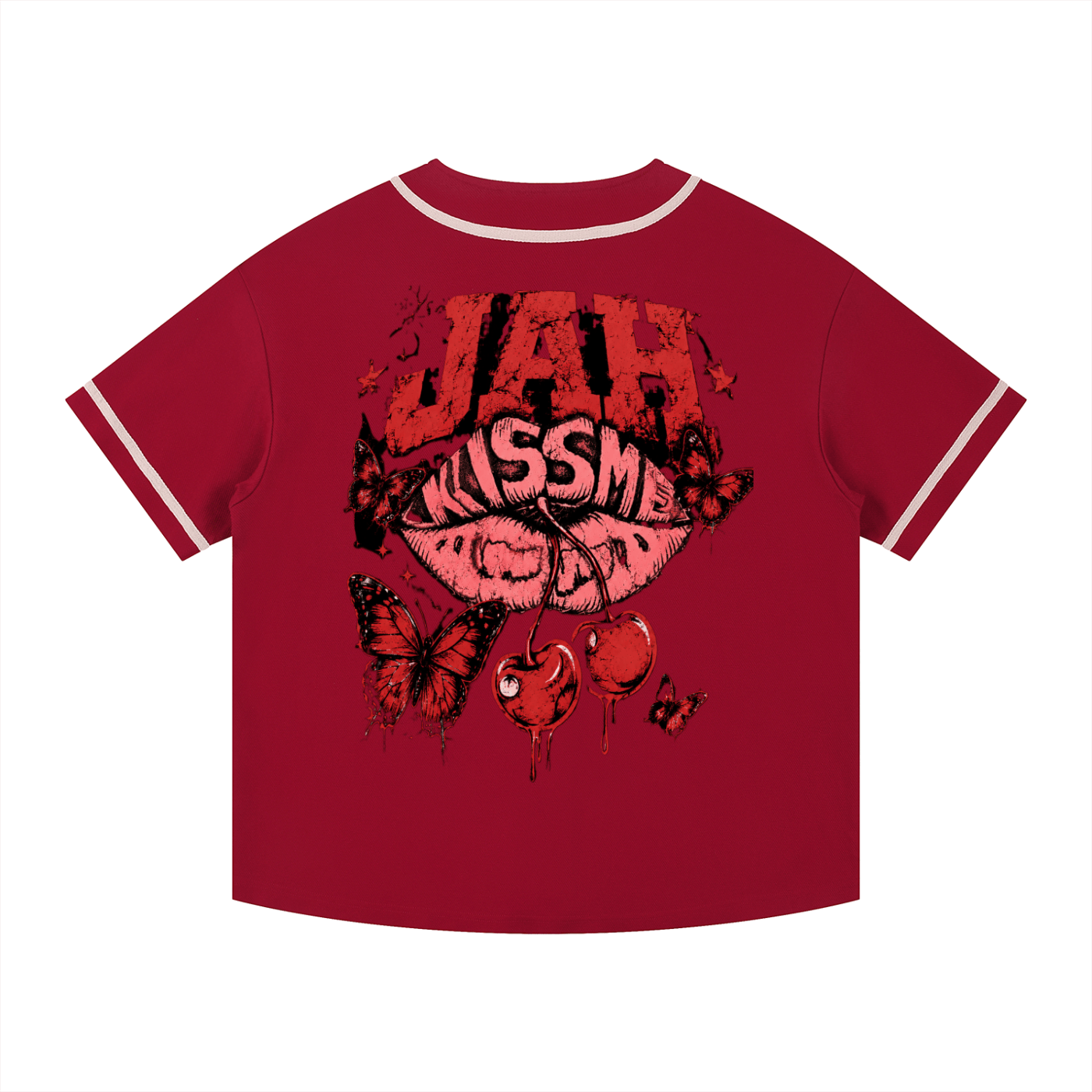 Cherry Temptation Piped Button-Up Jersey