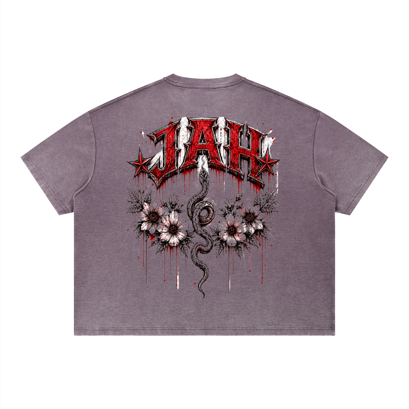 ODMPOD Jah Snake Vintage Wash Sunfade Boxy Waffle T-Shirt JustAHustle Premium Hustle Apparel