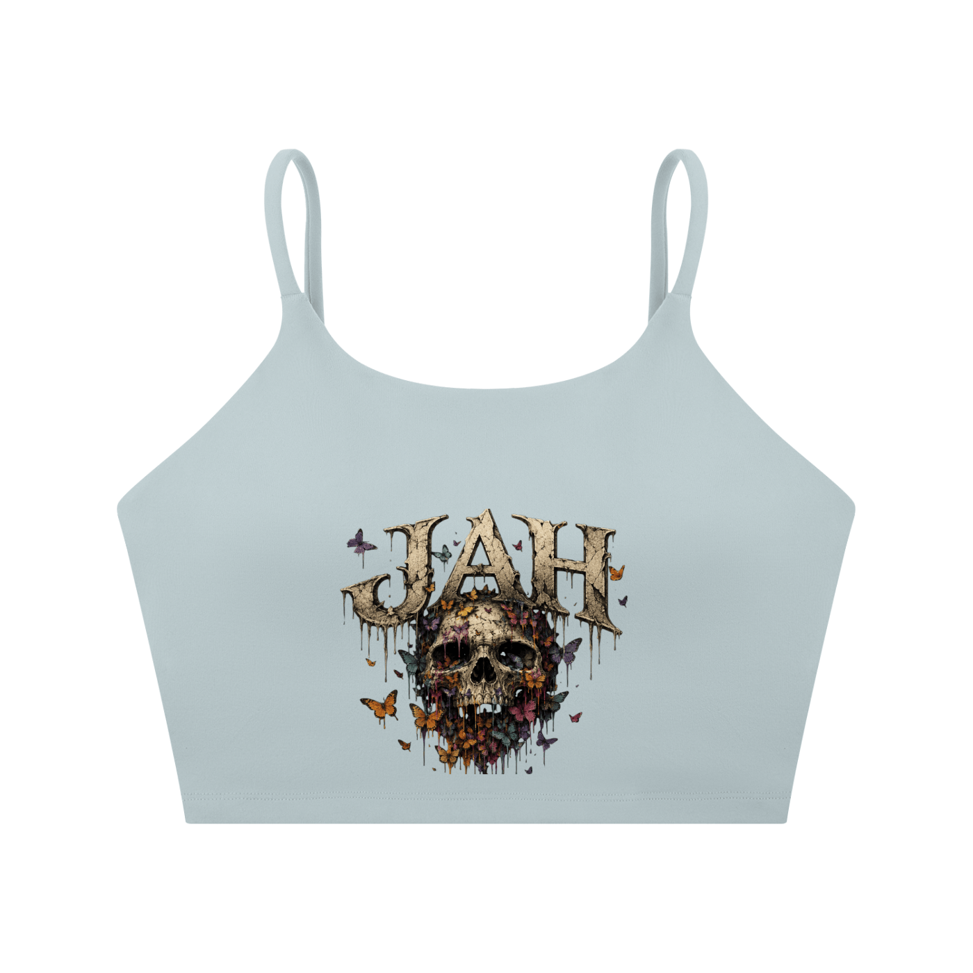 Floral Reaper Spaghetti Strap Yoga Sports Bra