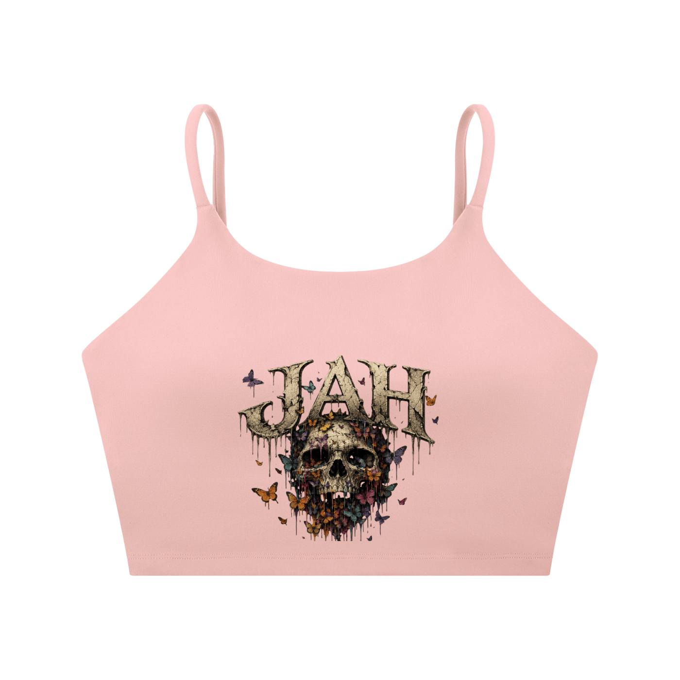 Floral Reaper Spaghetti Strap Yoga Sports Bra