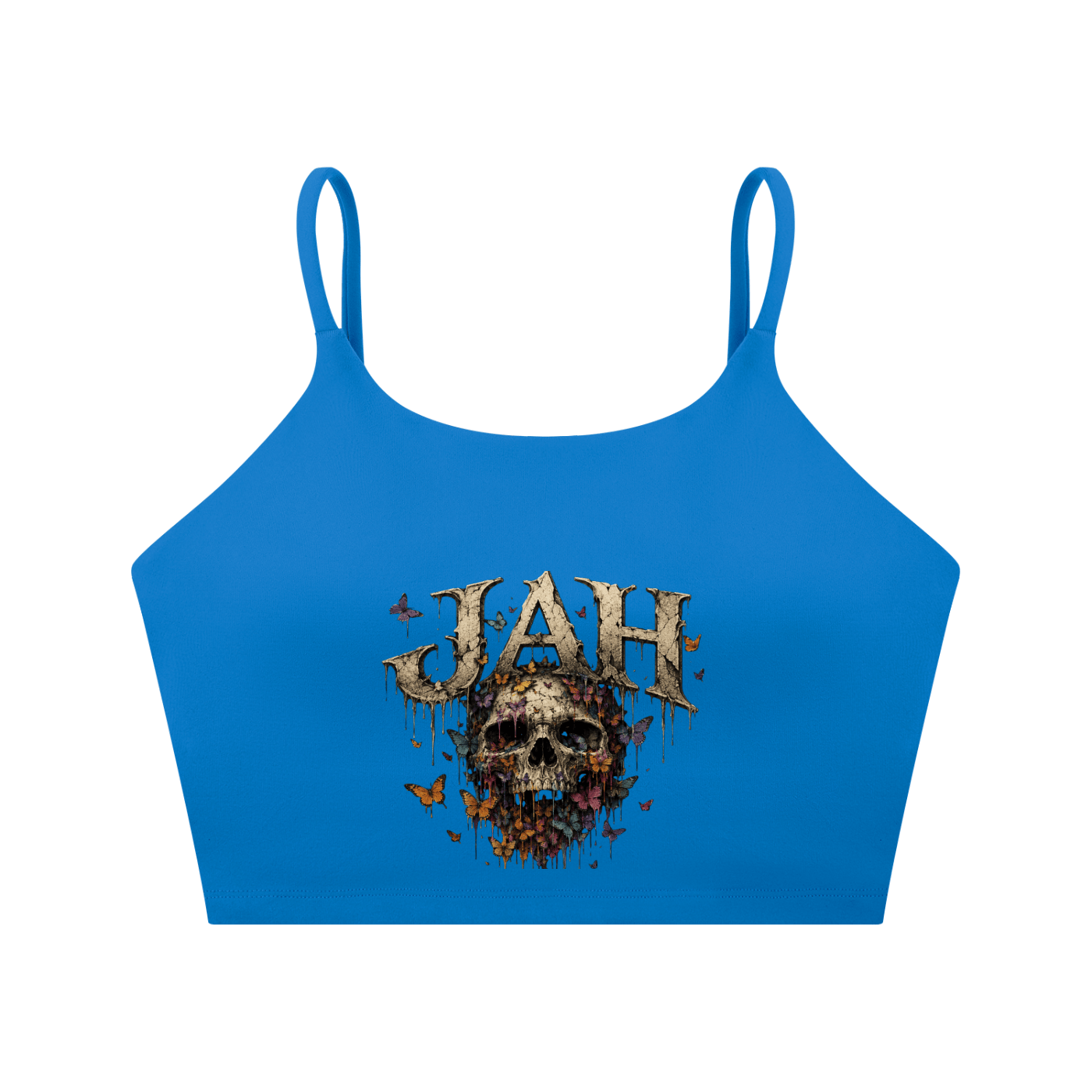 Floral Reaper Spaghetti Strap Yoga Sports Bra