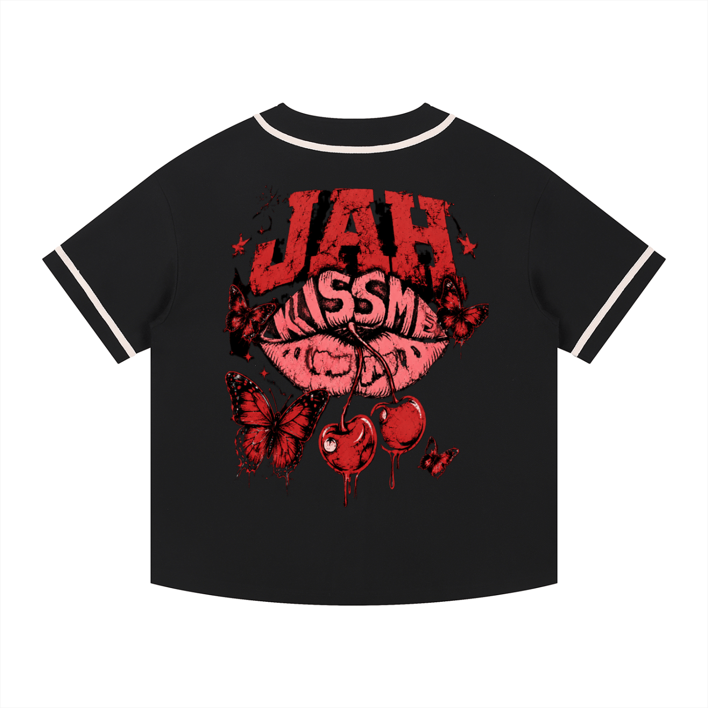 Cherry Temptation Piped Button-Up Jersey
