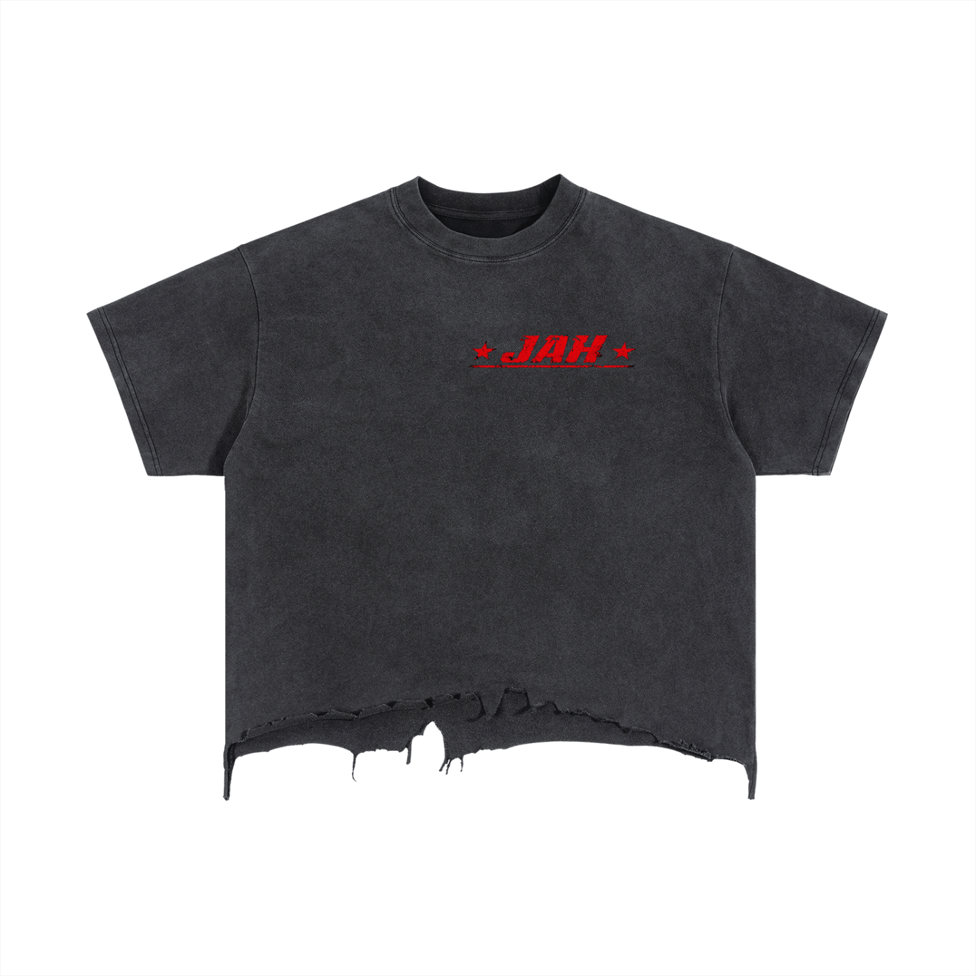 Unmasked Hustle Distressed Hem T-Shirt