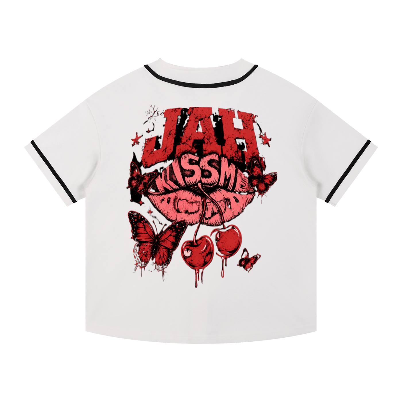 Cherry Temptation Piped Button-Up Jersey
