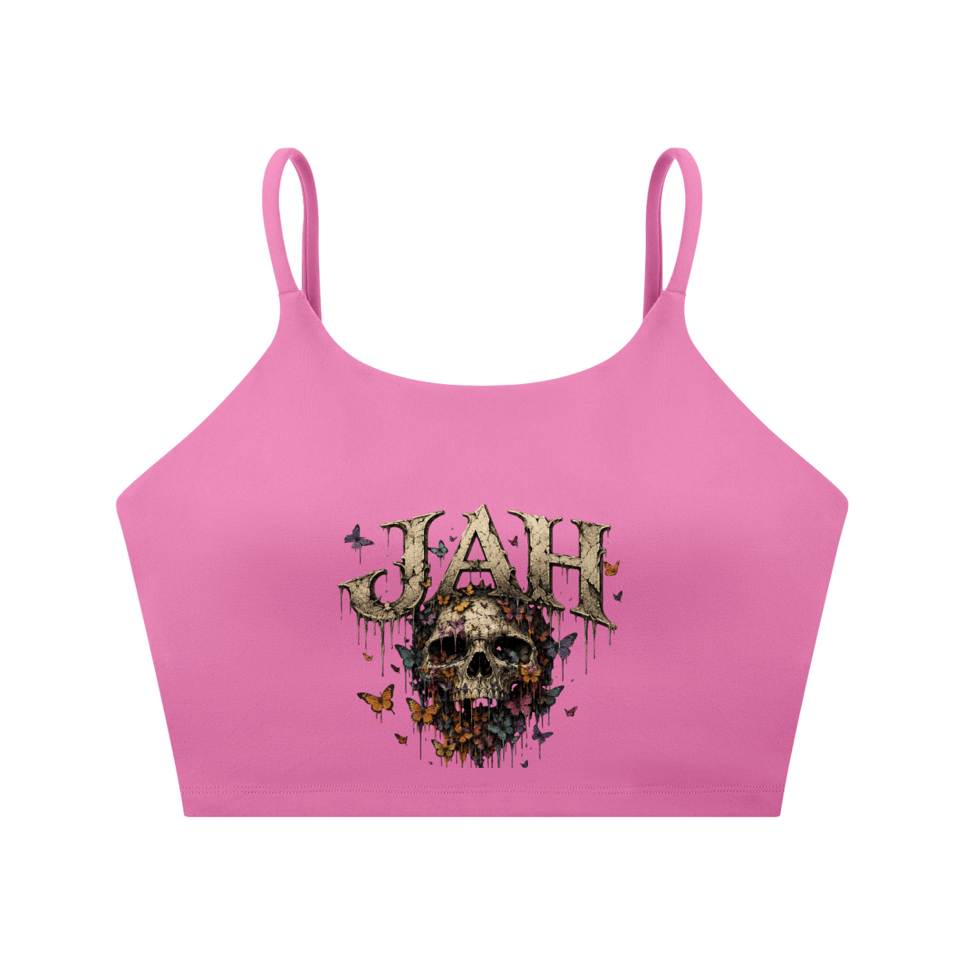 Floral Reaper Spaghetti Strap Yoga Sports Bra