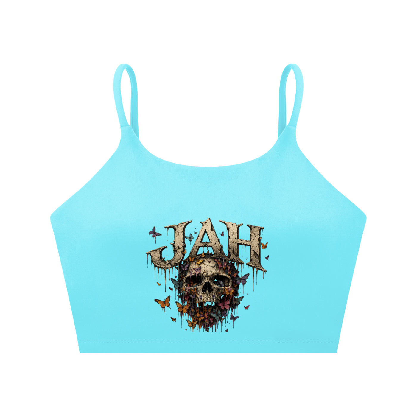 Floral Reaper Spaghetti Strap Yoga Sports Bra