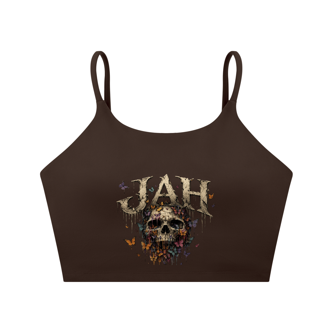 Floral Reaper Spaghetti Strap Yoga Sports Bra