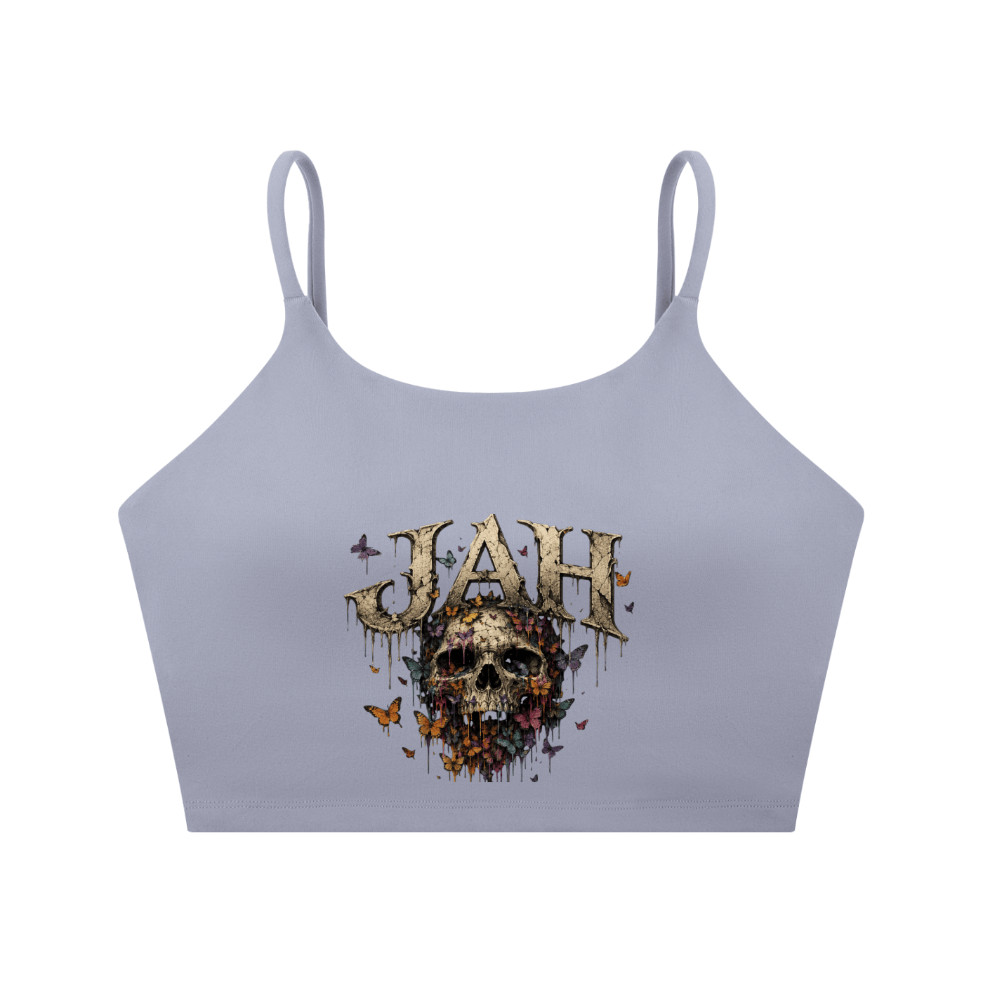 Floral Reaper Spaghetti Strap Yoga Sports Bra