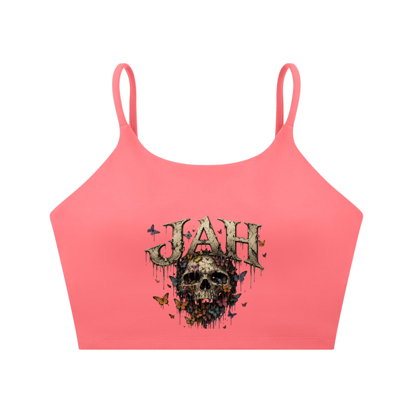 Floral Reaper Spaghetti Strap Yoga Sports Bra