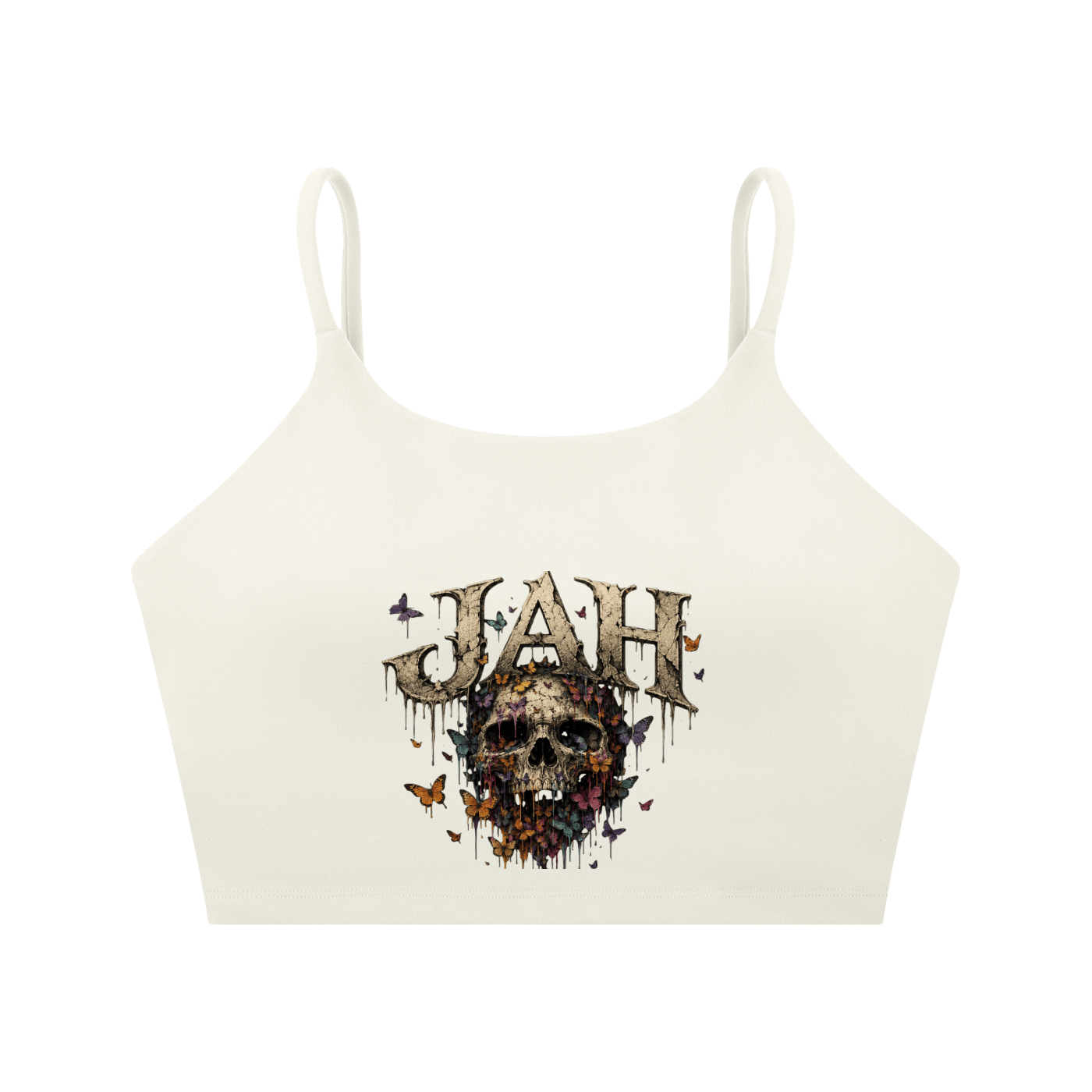 Floral Reaper Spaghetti Strap Yoga Sports Bra
