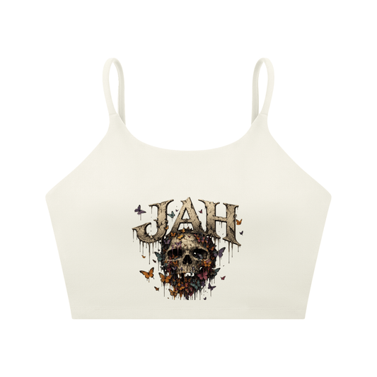 Floral Reaper Spaghetti Strap Yoga Sports Bra