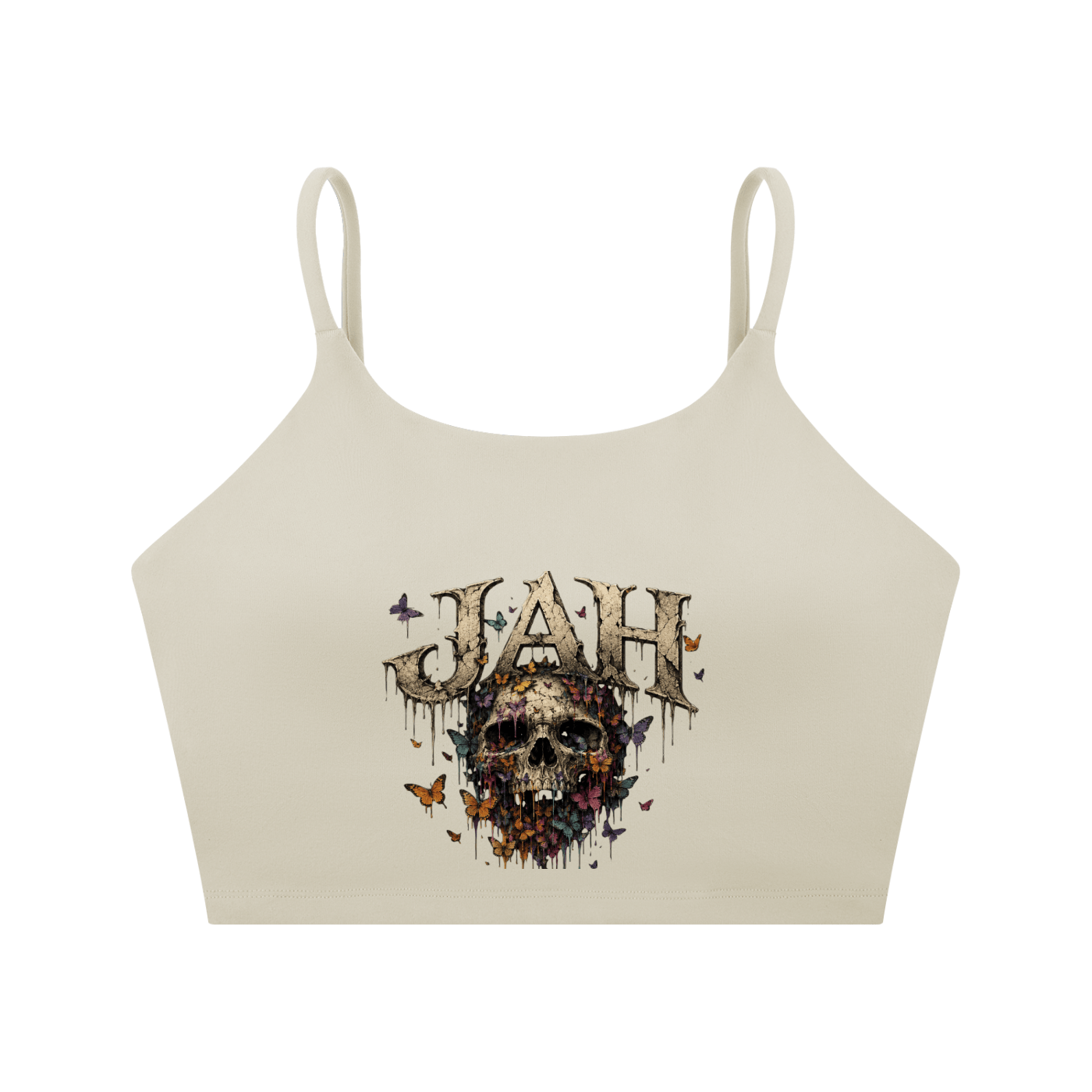 Floral Reaper Spaghetti Strap Yoga Sports Bra