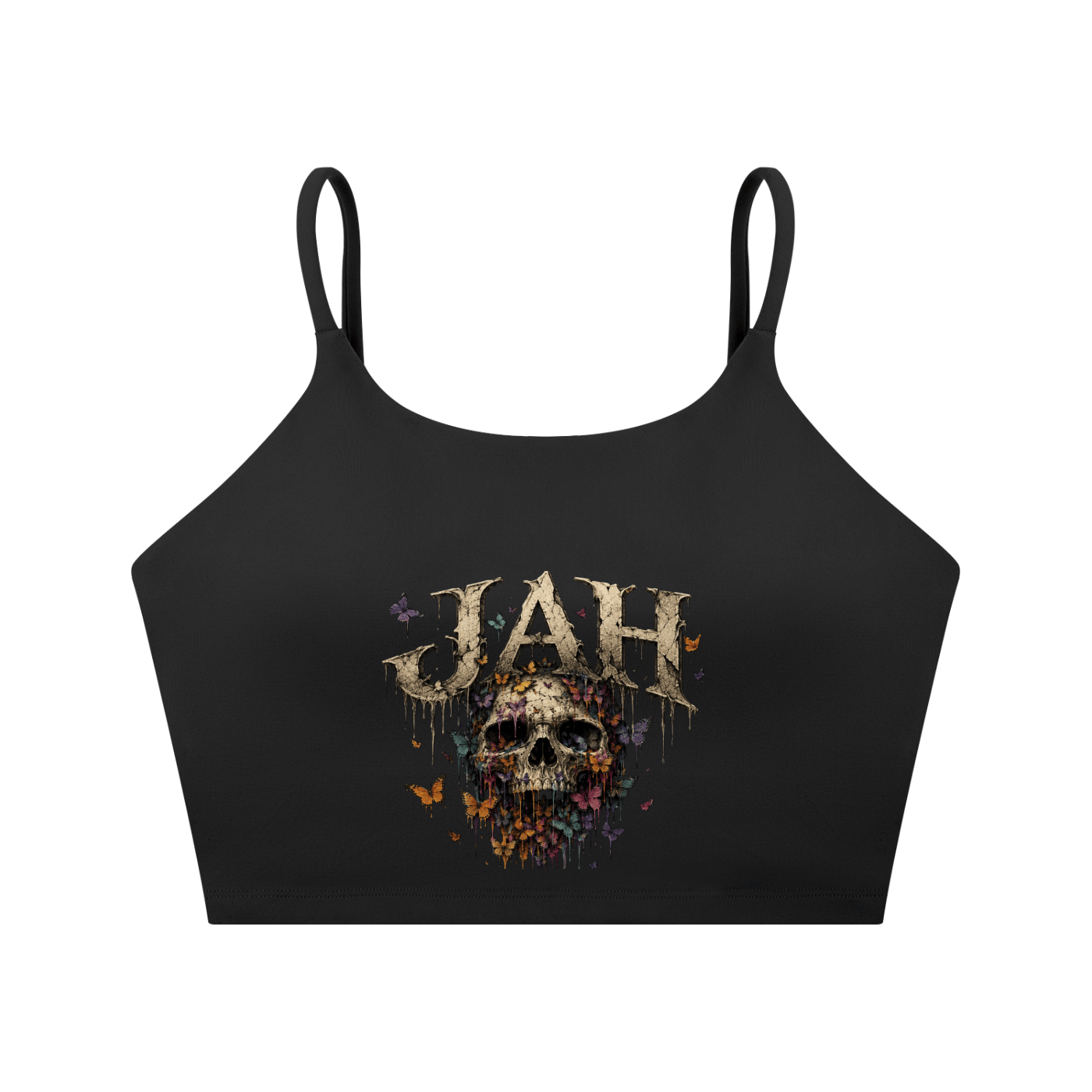 Floral Reaper Spaghetti Strap Yoga Sports Bra