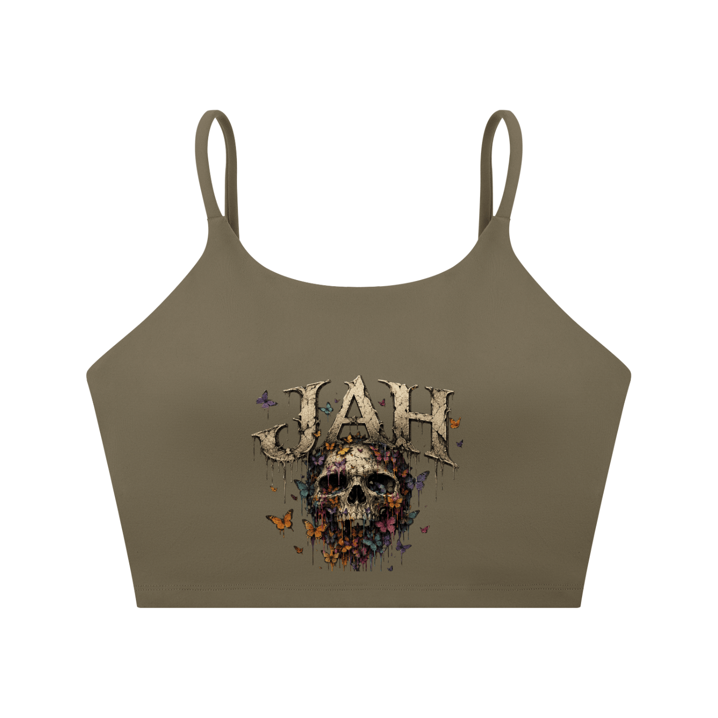 Floral Reaper Spaghetti Strap Yoga Sports Bra