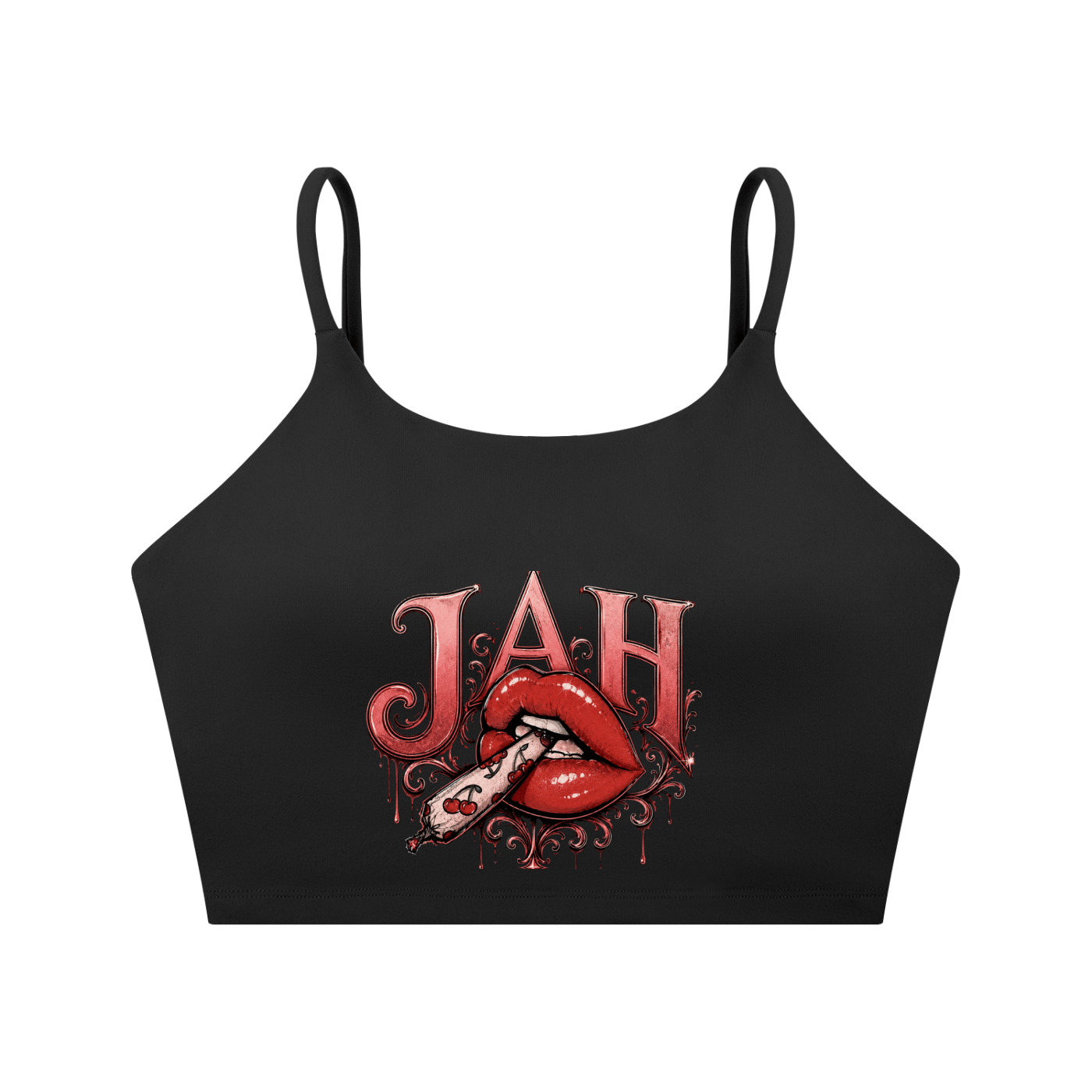 ODMPOD JAH Hot Lips Spaghetti Strap Yoga Sports Bra JustAHustle Premium Hustle Apparel