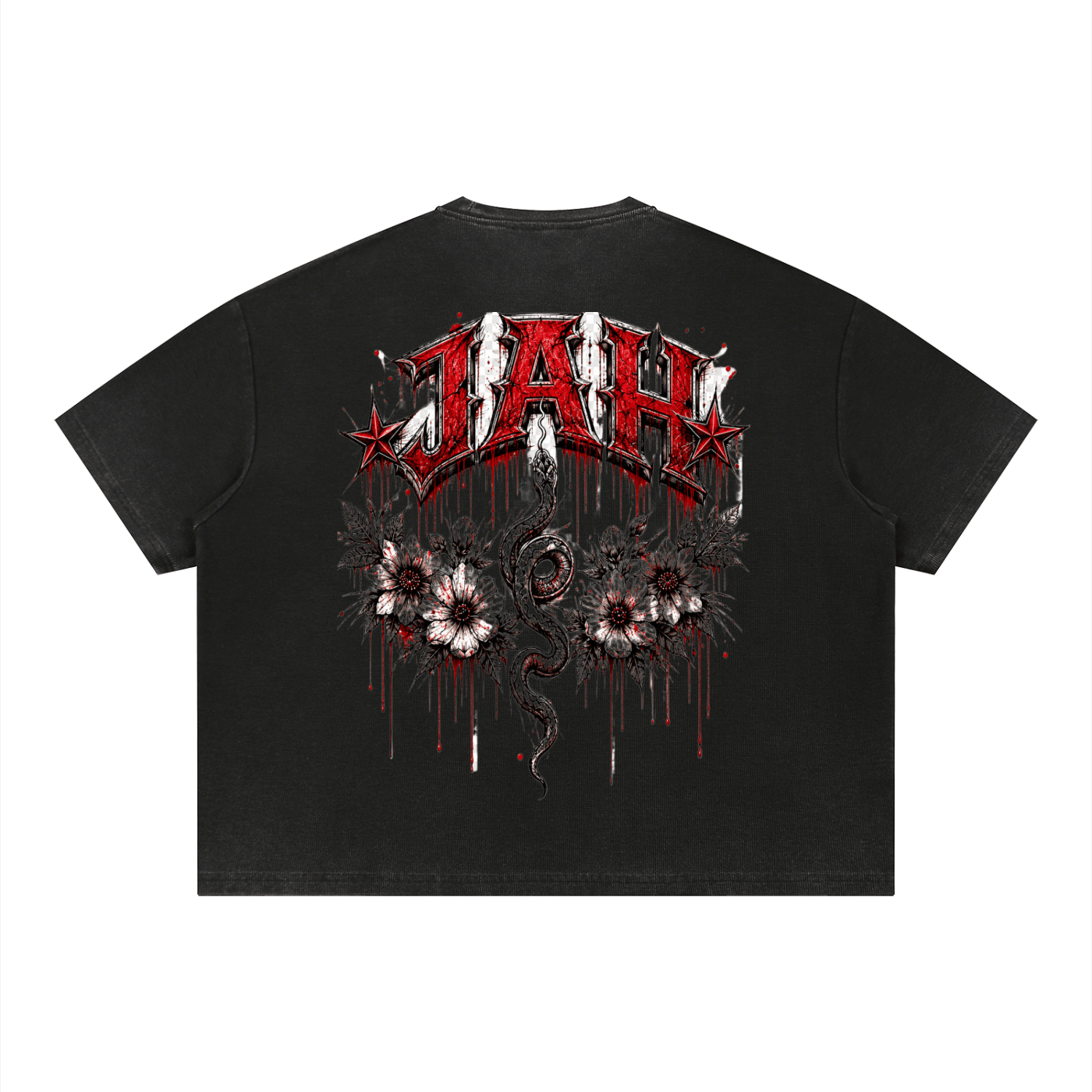 ODMPOD Jah Snake Vintage Wash Sunfade Boxy Waffle T-Shirt JustAHustle Premium Hustle Apparel