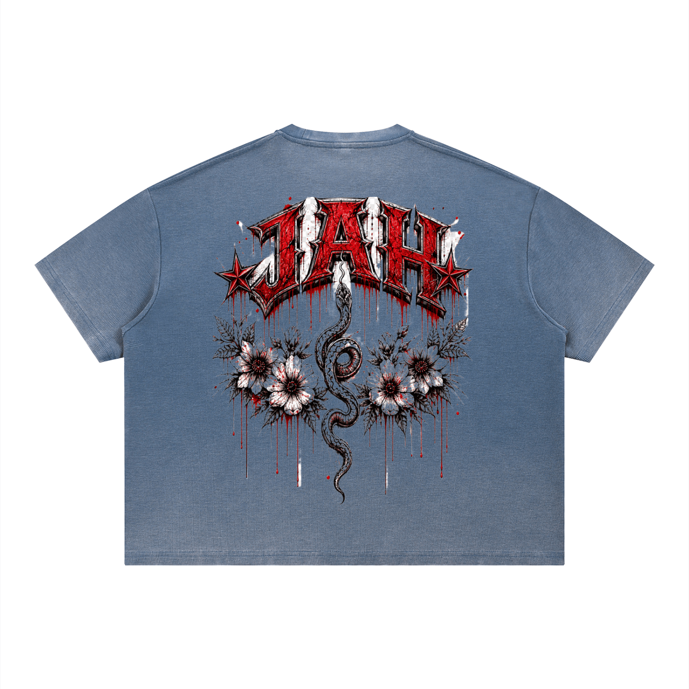 ODMPOD Jah Snake Vintage Wash Sunfade Boxy Waffle T-Shirt JustAHustle Premium Hustle Apparel