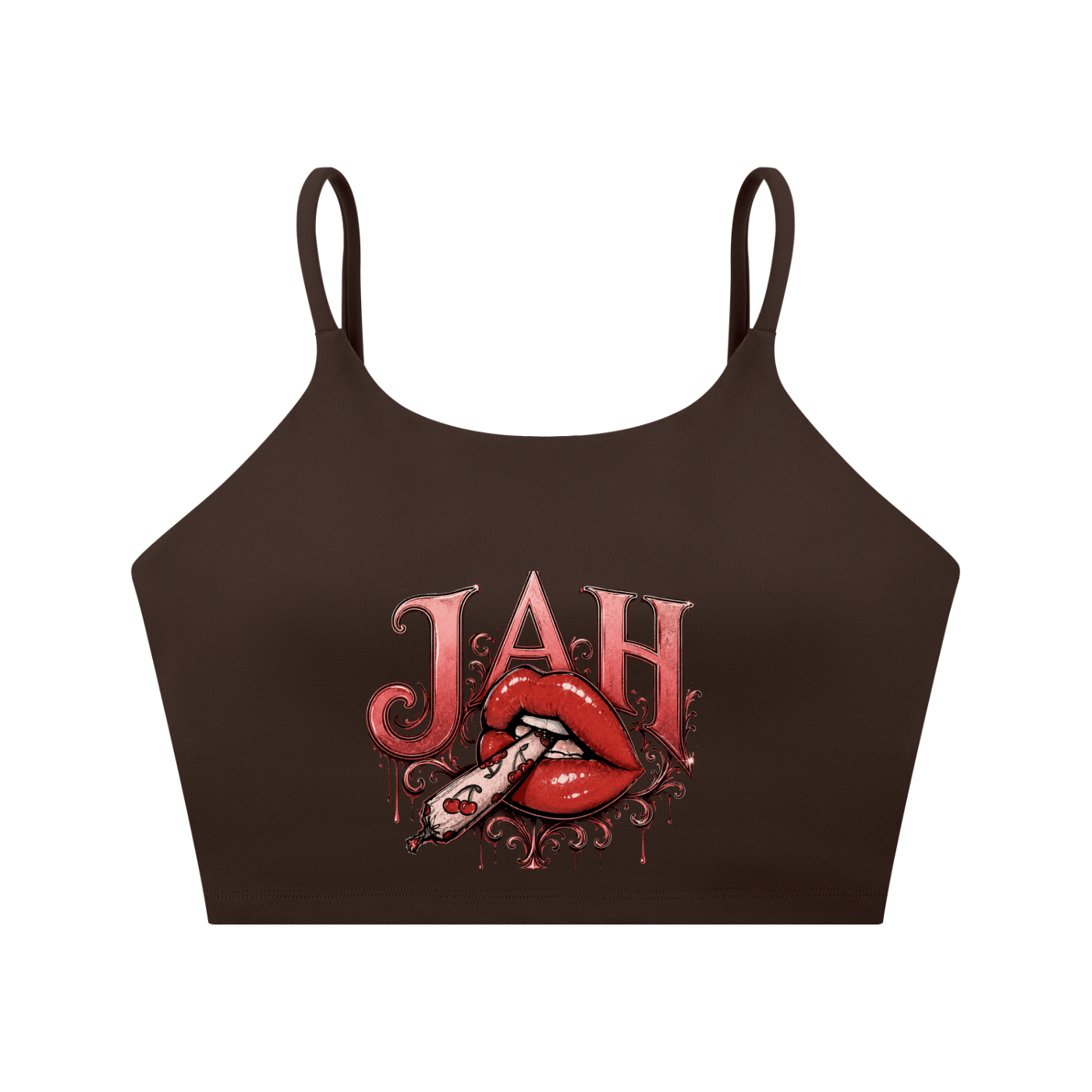 ODMPOD JAH Hot Lips Spaghetti Strap Yoga Sports Bra JustAHustle Premium Hustle Apparel