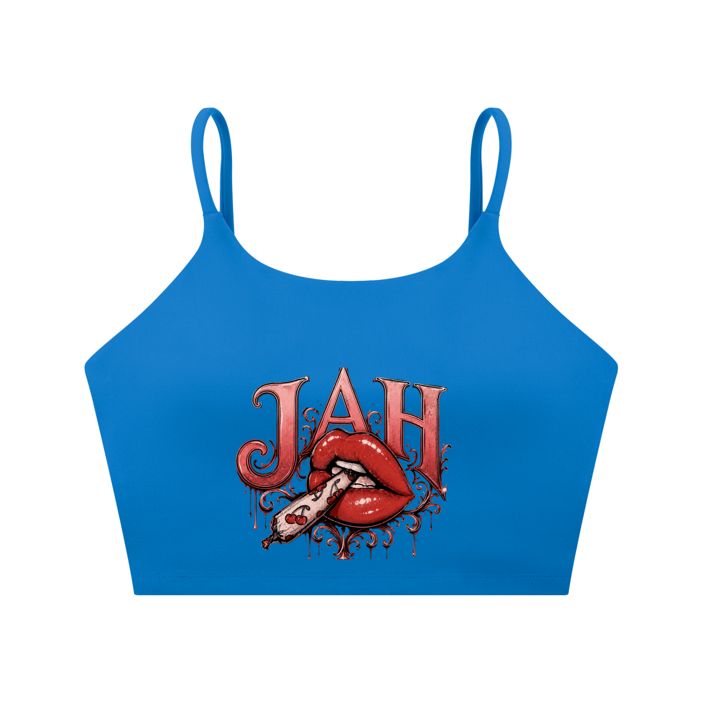 ODMPOD JAH Hot Lips Spaghetti Strap Yoga Sports Bra JustAHustle Premium Hustle Apparel