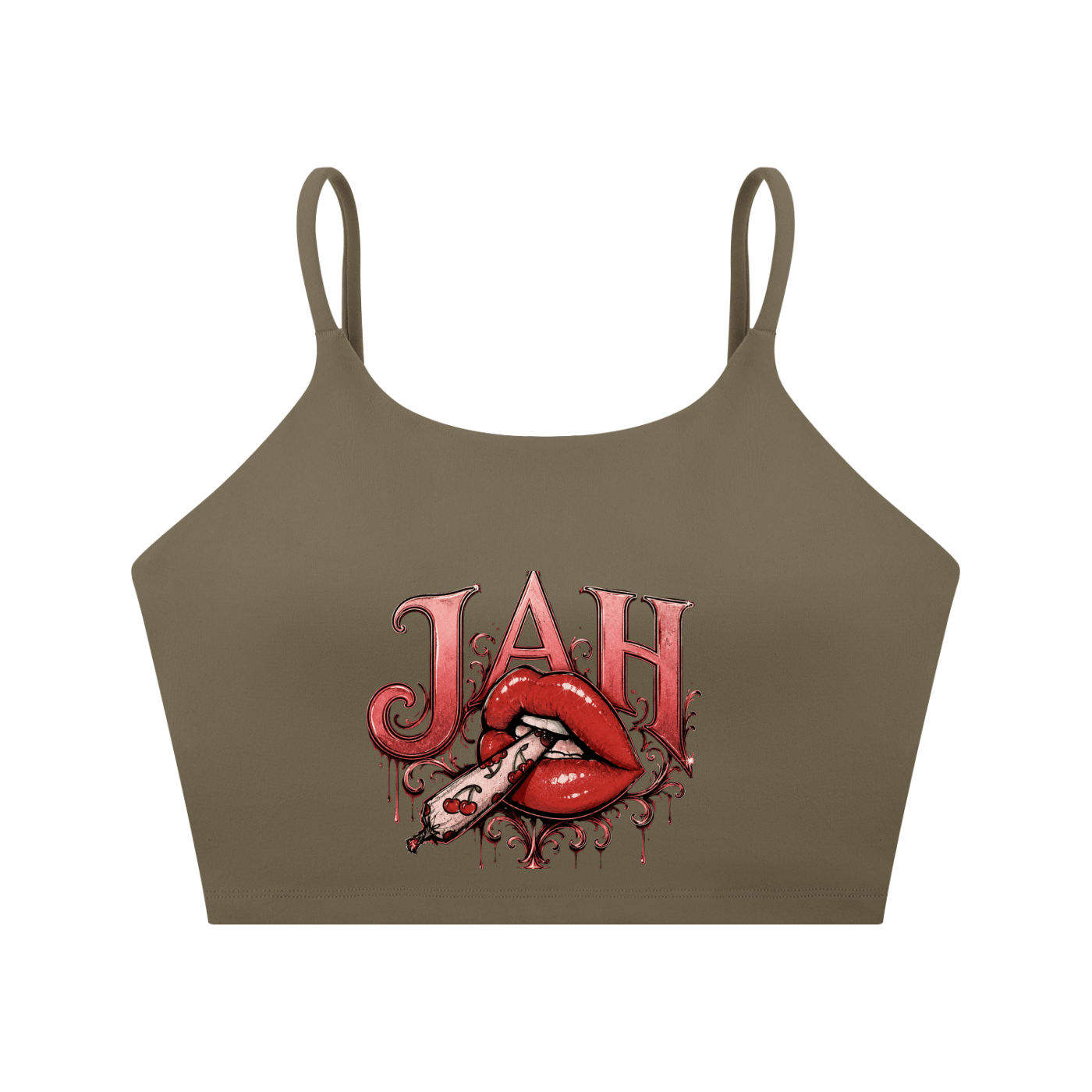 ODMPOD JAH Hot Lips Spaghetti Strap Yoga Sports Bra JustAHustle Premium Hustle Apparel