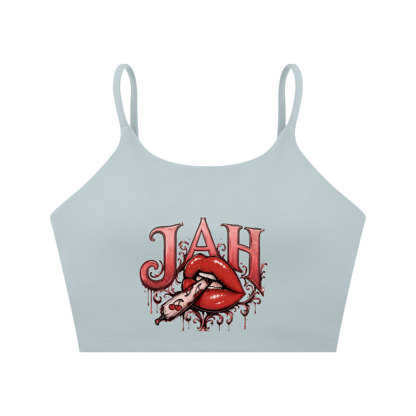 ODMPOD JAH Hot Lips Spaghetti Strap Yoga Sports Bra JustAHustle Premium Hustle Apparel