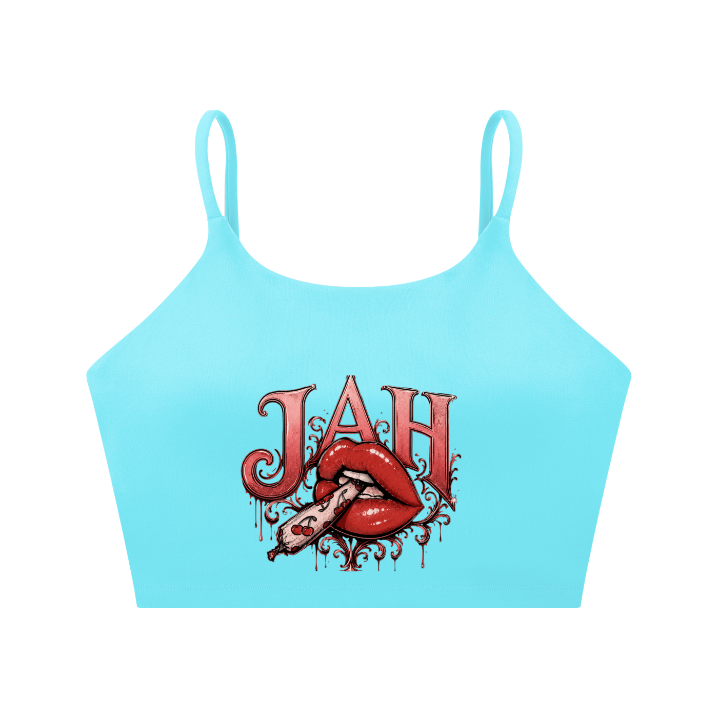 ODMPOD JAH Hot Lips Spaghetti Strap Yoga Sports Bra JustAHustle Premium Hustle Apparel