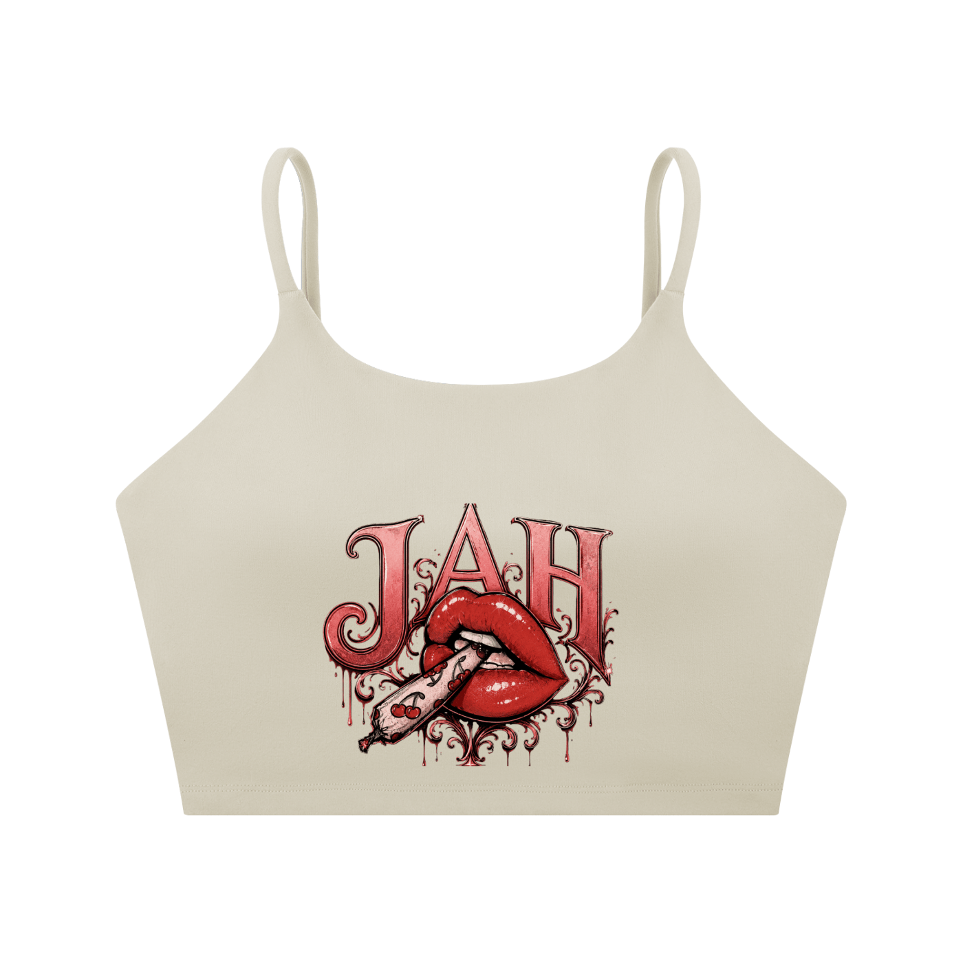 ODMPOD JAH Hot Lips Spaghetti Strap Yoga Sports Bra JustAHustle Premium Hustle Apparel