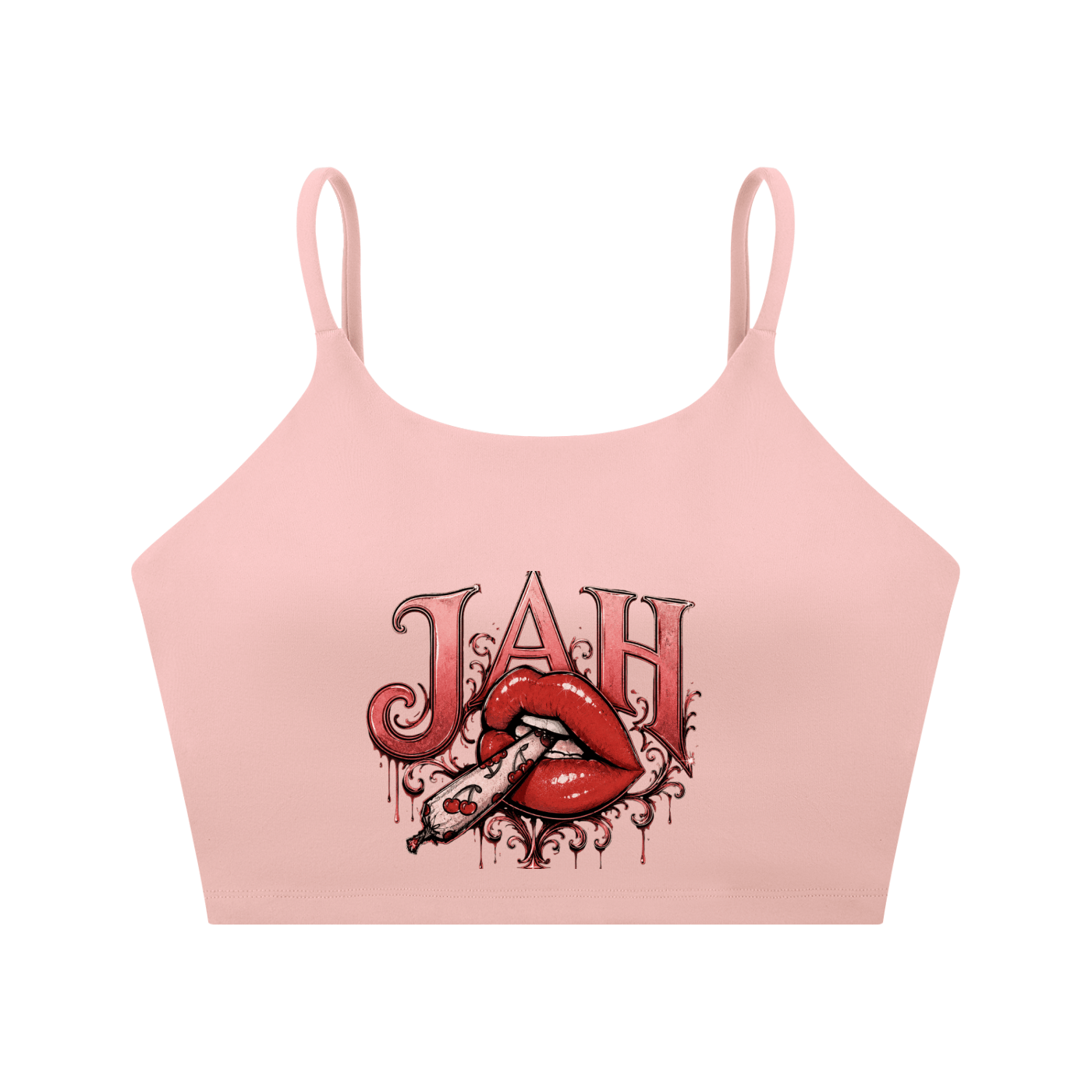 ODMPOD JAH Hot Lips Spaghetti Strap Yoga Sports Bra JustAHustle Premium Hustle Apparel