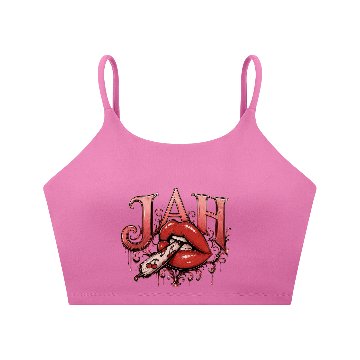 ODMPOD JAH Hot Lips Spaghetti Strap Yoga Sports Bra JustAHustle Premium Hustle Apparel