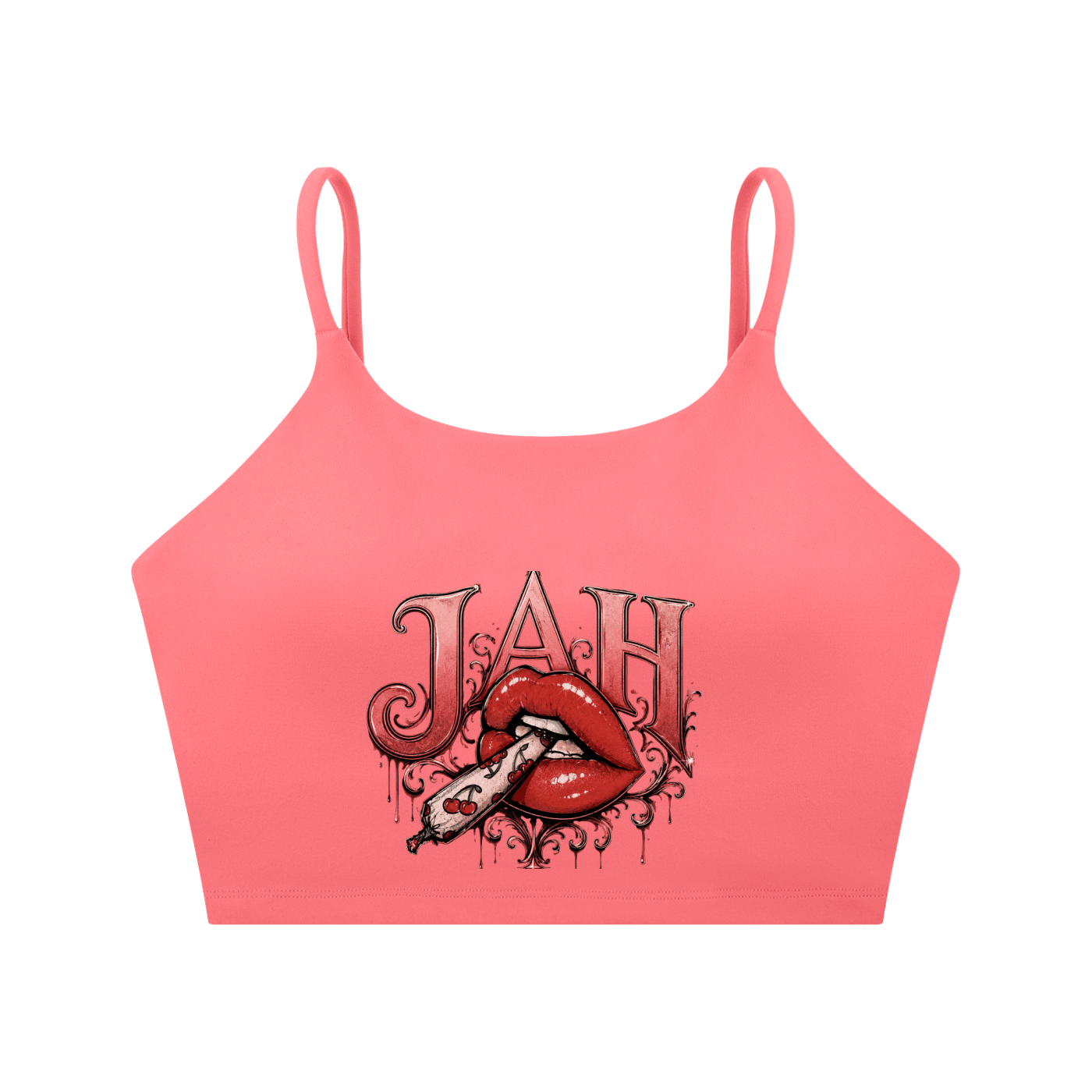 ODMPOD JAH Hot Lips Spaghetti Strap Yoga Sports Bra JustAHustle Premium Hustle Apparel