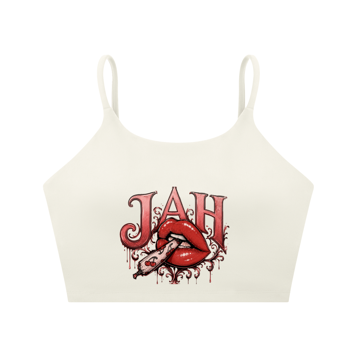 ODMPOD JAH Hot Lips Spaghetti Strap Yoga Sports Bra JustAHustle Premium Hustle Apparel