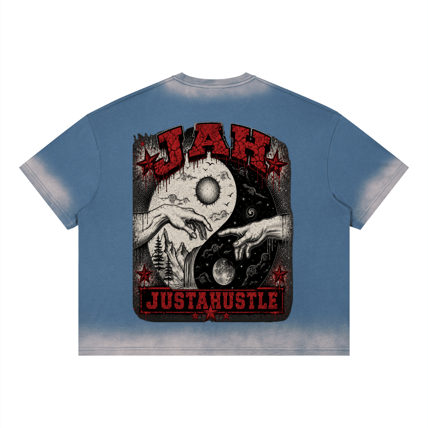 ODMPOD Ying Yang Boxy Sunfade Vintage Wash T-Shirt JustAHustle Premium Hustle Apparel
