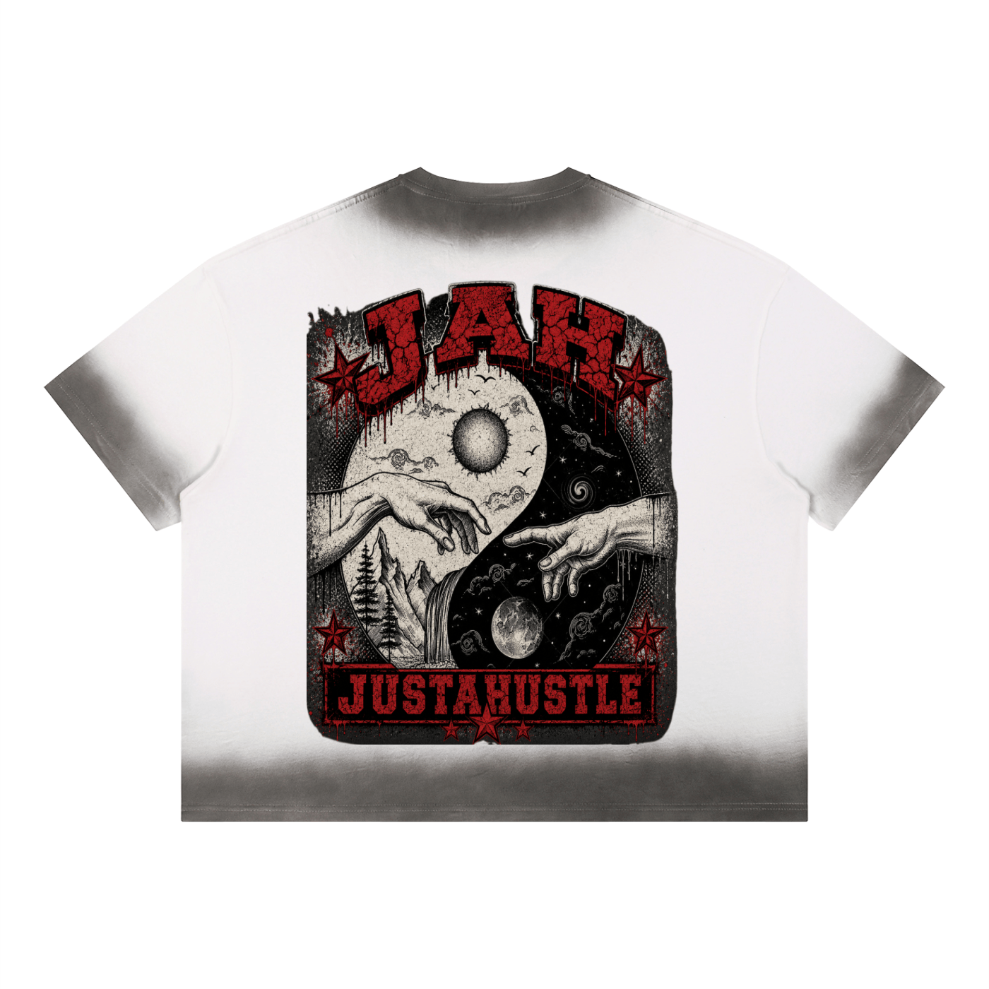 ODMPOD Ying Yang Boxy Sunfade Vintage Wash T-Shirt JustAHustle Premium Hustle Apparel